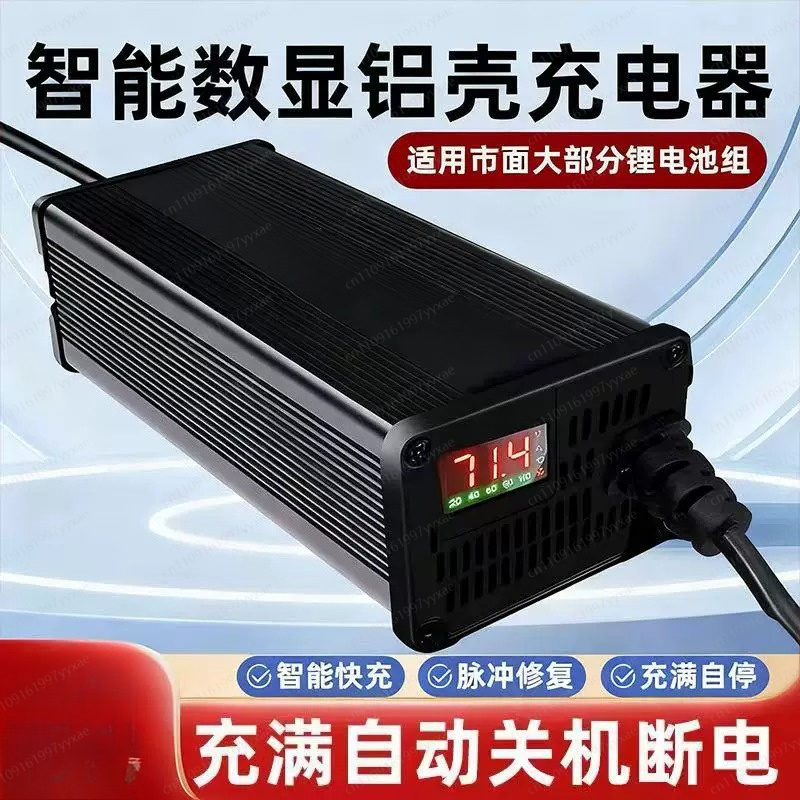 72V 15A Fast Charger - 48V 60V 72V Smart LiFePO4 Li-ion