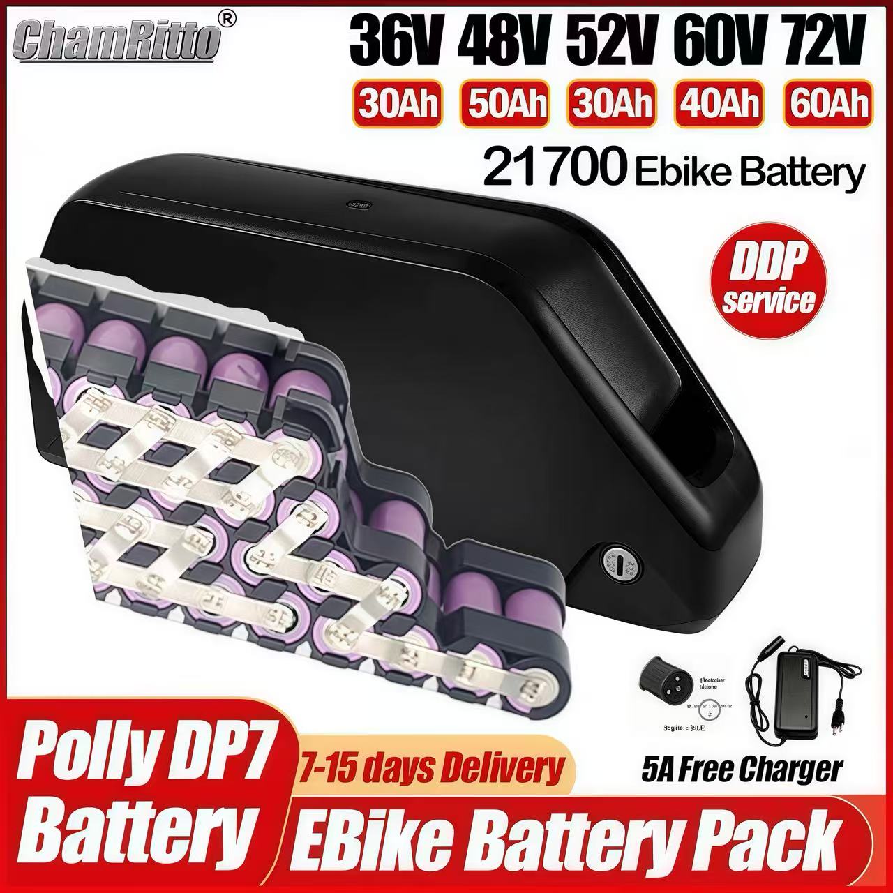 Hailong Electric bike 36v 48v  - 72V 50Ah 21700 Lithium Battery recension och pris